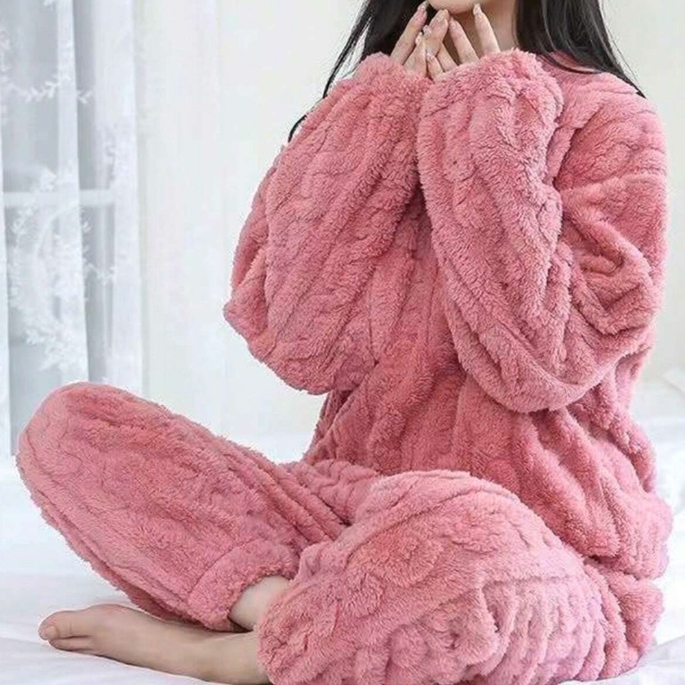 Cozy Teddy Long Sleeve Top Pants Pajamas Set - Picture 9 of 11